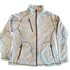 North End Sweater Full Zip Fleece Jacket Women SZ L  Embroidered Logo ZAGG Gray